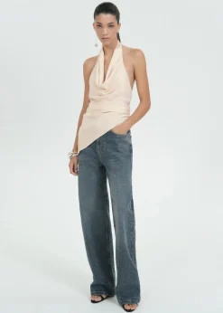 MANGO Sukienki I Kombinezony*Satynowa sukienka z drapowanym dekoltem