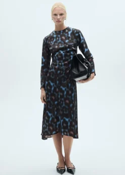 MANGO Sukienki I Kombinezony*Satynowa sukienka z drapowaniem i wzorem