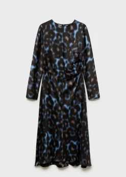MANGO Sukienki I Kombinezony*Satynowa sukienka z drapowaniem i wzorem