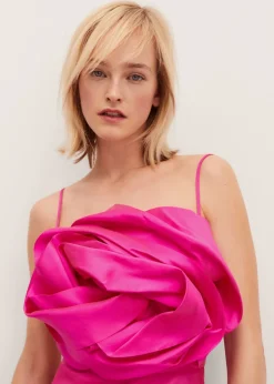 MANGO Sukienki I Kombinezony*Satynowa sukienka z dużym kwiatem