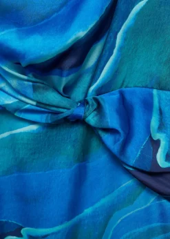 MANGO Sukienki I Kombinezony*Satynowa sukienka z nadrukiem i drapowanym dekoltem