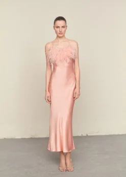 MANGO Sukienki I Kombinezony*Satynowa sukienka z piórami