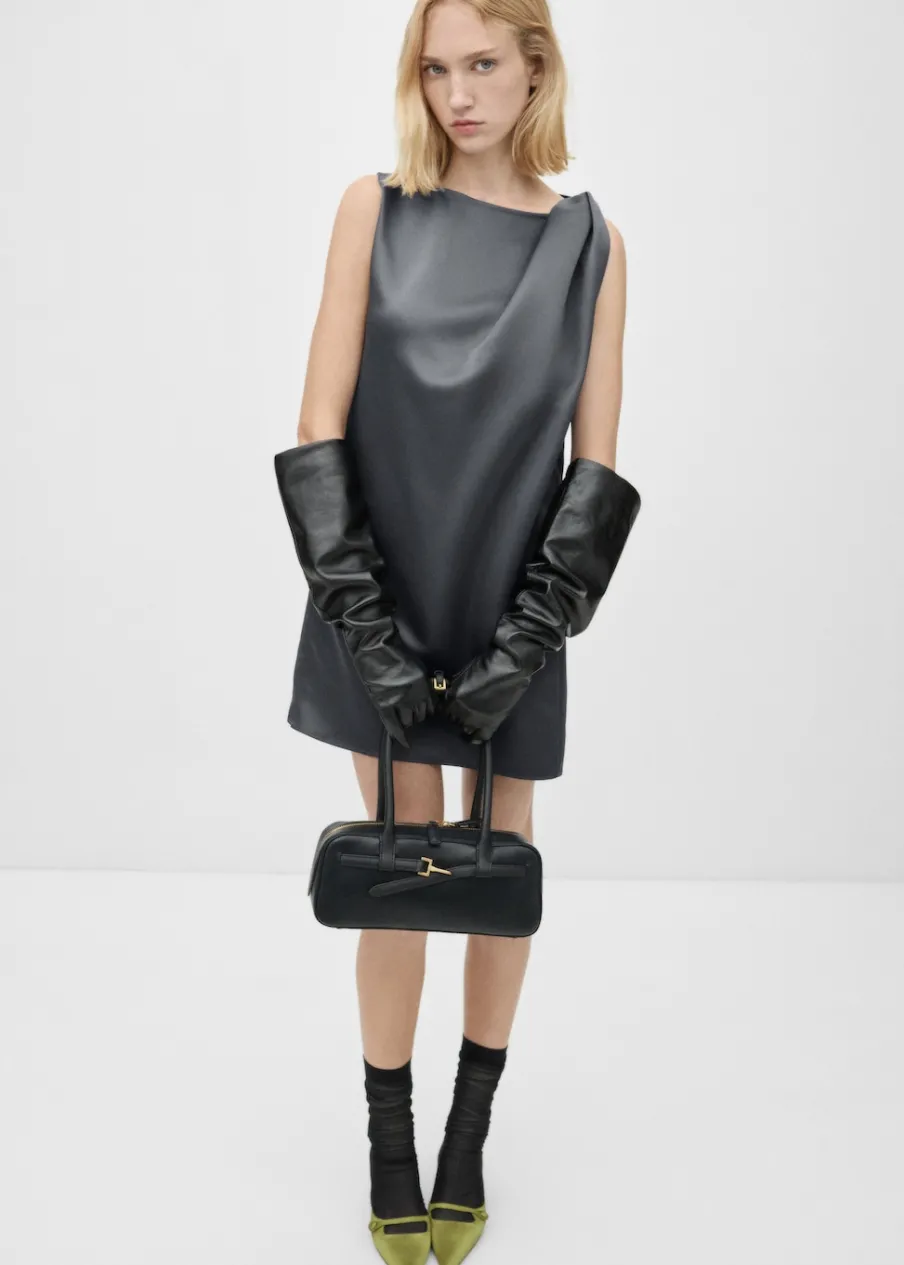 MANGO Sukienki I Kombinezony*Satynowa sukienka z węzłem