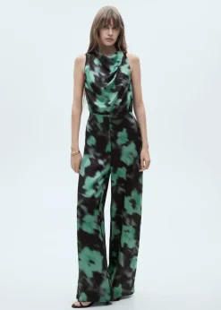 MANGO Sukienki I Kombinezony*Satynowy kombinezon z kwiatowym nadrukiem
