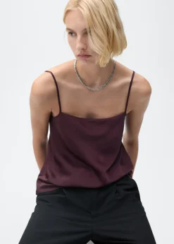 MANGO Topy*Satynowy top na cienkich ramiączkach