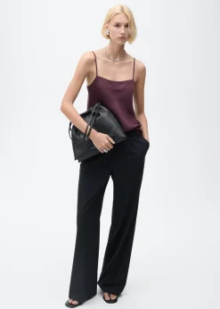 MANGO Topy*Satynowy top na cienkich ramiączkach