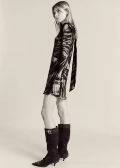 MANGO Sukienki I Kombinezony*Short satin animal print dress