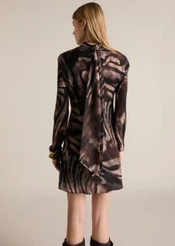 MANGO Sukienki I Kombinezony*Short satin animal print dress