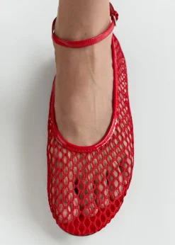 MANGO Buty*Siatkowe baleriny z paskiem na sprzączkę