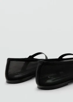 MANGO Buty*Siatkowe baleriny z paskiem na sprzączkę