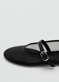 MANGO Buty*Siatkowe baleriny z paskiem na sprzączkę