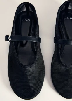 MANGO Buty*Siatkowe baleriny z paskiem na sprzączkę