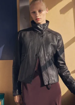 MANGO Płaszcze|Kurtki*Skórzana kurtka z kieszeniami