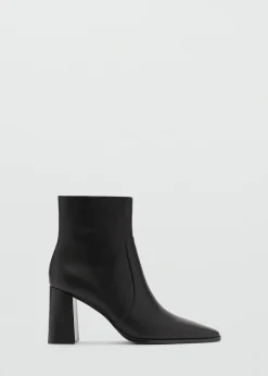 MANGO Buty*Skórzane botki na obcasie