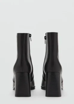 MANGO Buty*Skórzane botki na obcasie