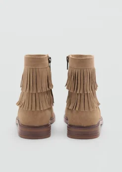 Dzieci MANGO Buty*Skórzane botki z frędzlami