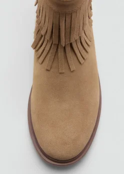 Dzieci MANGO Buty*Skórzane botki z frędzlami