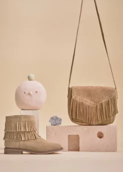 Dzieci MANGO Buty*Skórzane botki z frędzlami