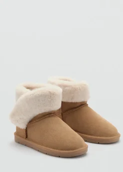 Dzieci MANGO Buty*Skórzane botki z futrem