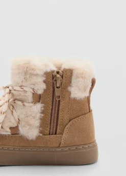 Dzieci MANGO Buty*Skórzane botki z futrem
