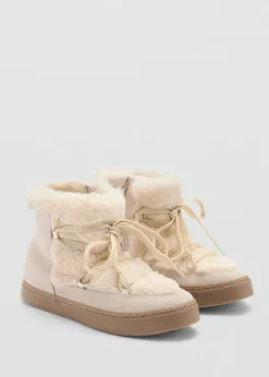 Dzieci MANGO Buty*Skórzane botki z futrem