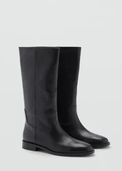 MANGO Buty|Akcesoria Skórzane*Skórzane buty z wysoką cholewką