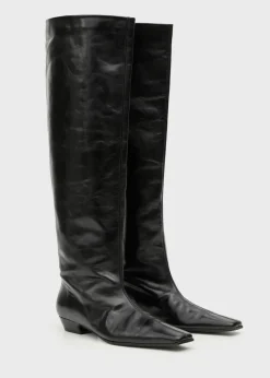 MANGO Buty*Skórzane buty z wysoką cholewką