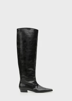 MANGO Buty*Skórzane buty z wysoką cholewką