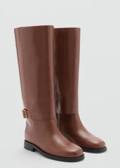 MANGO Buty|Akcesoria Skórzane*Skórzane kozaki z ozdobną sprzączką
