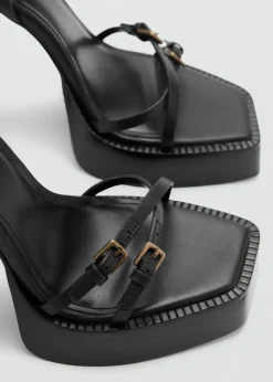 MANGO Buty|Akcesoria Skórzane*Skórzane sandały na platformie