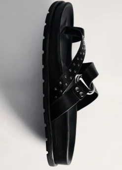 MANGO Buty*Skórzane sandały z pasków