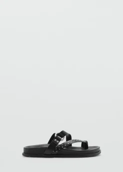 MANGO Buty*Skórzane sandały z pasków