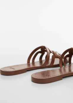 MANGO Buty*Skórzane sandały z pasków