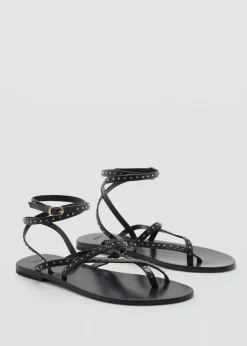 MANGO Buty|Akcesoria Skórzane*Skórzane sandały z pasków