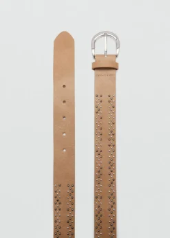 MANGO Paski*Skórzany pasek z koralikami