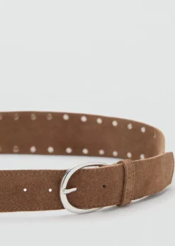 MANGO Paski*Skórzany pasek z ćwiekami