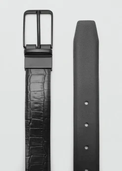 MANGO Skóra|Paski I Szelki*Skórzany pasek z wężowym wykończeniem