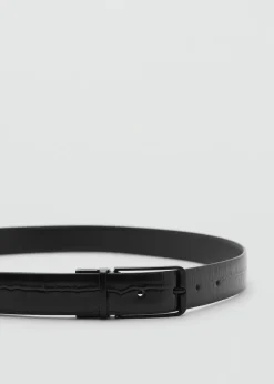 MANGO Skóra|Paski I Szelki*Skórzany pasek z wężowym wykończeniem