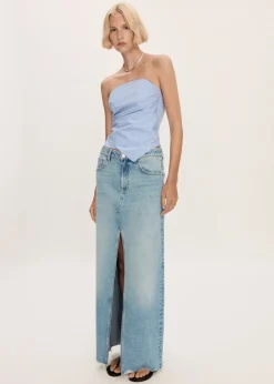 MANGO Spódnice*Spódnica dżinsowa z postrzępionym dołem