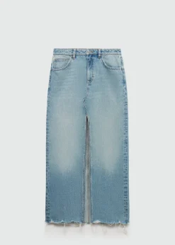 MANGO Spódnice*Spódnica dżinsowa z postrzępionym dołem