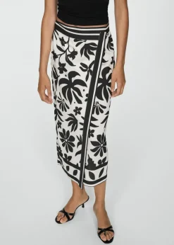 MANGO Spódnice*Spódnica kopertowa z nadrukiem w kwiaty