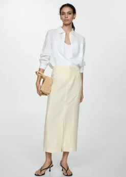 MANGO Spódnice*Spódnica lniana z rozcięciem