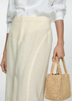 MANGO Spódnice*Spódnica lniana z rozcięciem