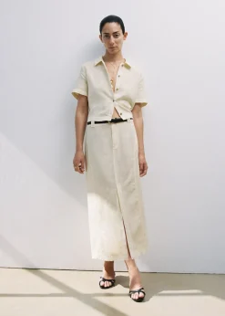 MANGO Spódnice*Spódnica lniana z rozcięciem