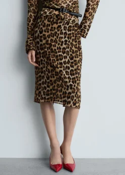 MANGO Spódnice*Spódnica midi w lamparcie cętki