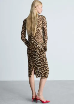 MANGO Spódnice*Spódnica midi w lamparcie cętki