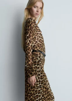 MANGO Spódnice*Spódnica midi w lamparcie cętki