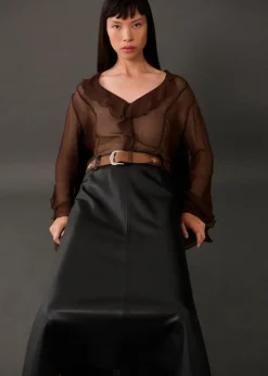 MANGO Spódnice*Spódnica midi z imitacji skóry