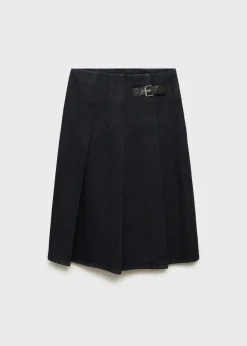 MANGO Spódnice*Spódnica midi z klamrą rinse wash