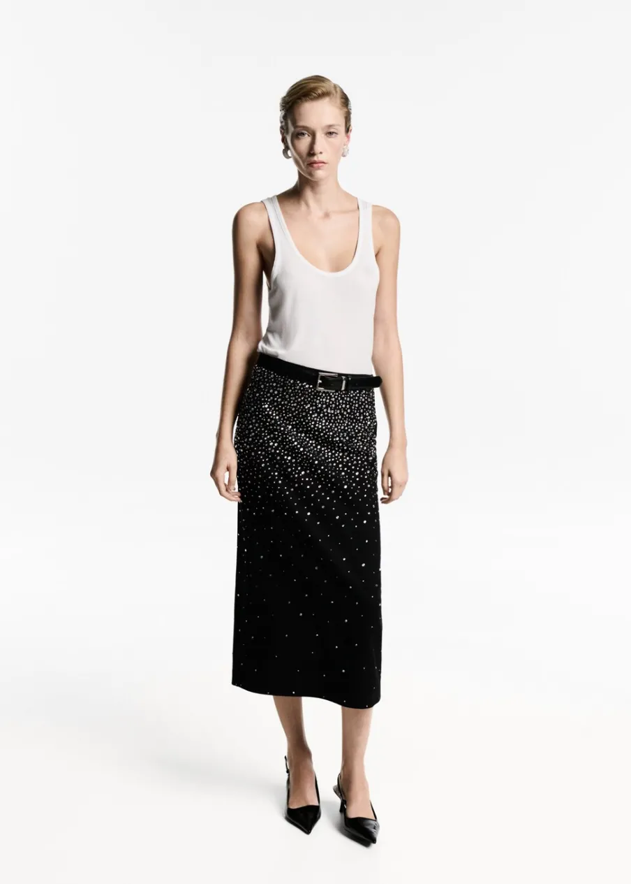 MANGO Spódnice*Spódnica midi ze strasem